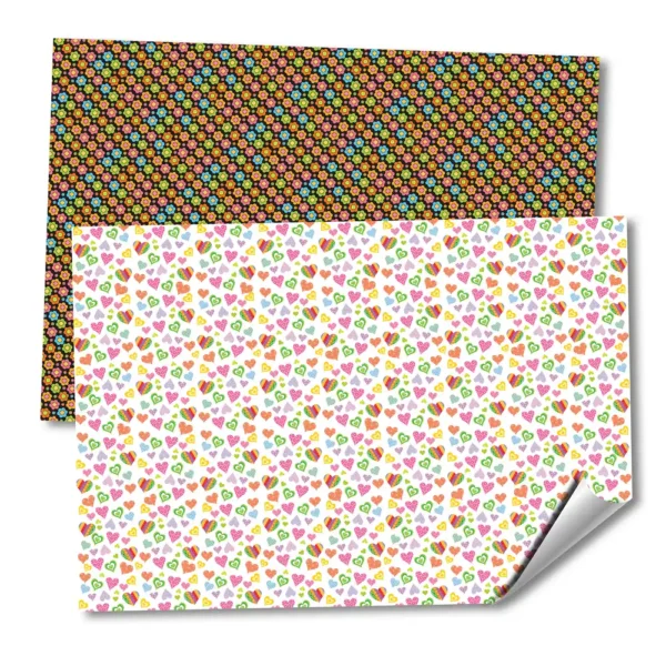 CARTULINA CON DISEÑOS "CORAZONES / FLORES MULTICOLOR" FANTASIA