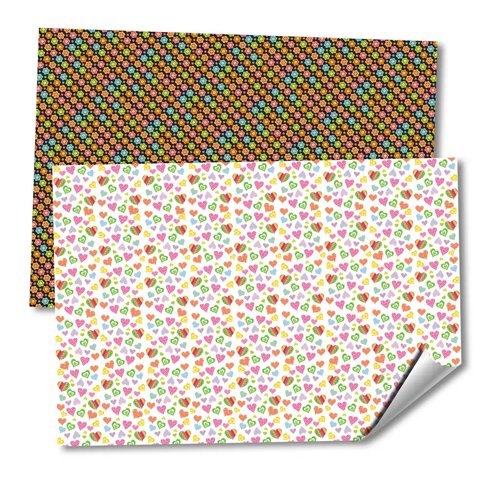 CARTULINA CON DISEÑOS "CORAZONES / FLORES MULTICOLOR" FANTASIA