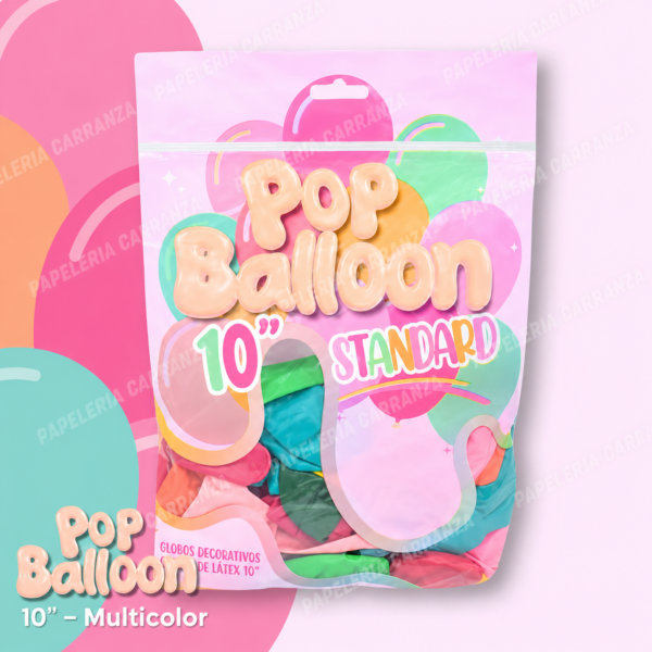 GLOBOS POP BALOON 10" "COLORES SURTIDOS" BOLSA X 50 UNIDADES (TRADICIONALES)