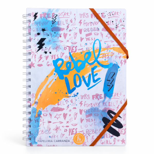 CUADERNOS UNIVERSITARIO C/ ESPIRAL 28 X 20 CUADRICULADO ” REBEL LOVE ” A4 RY DESIGN