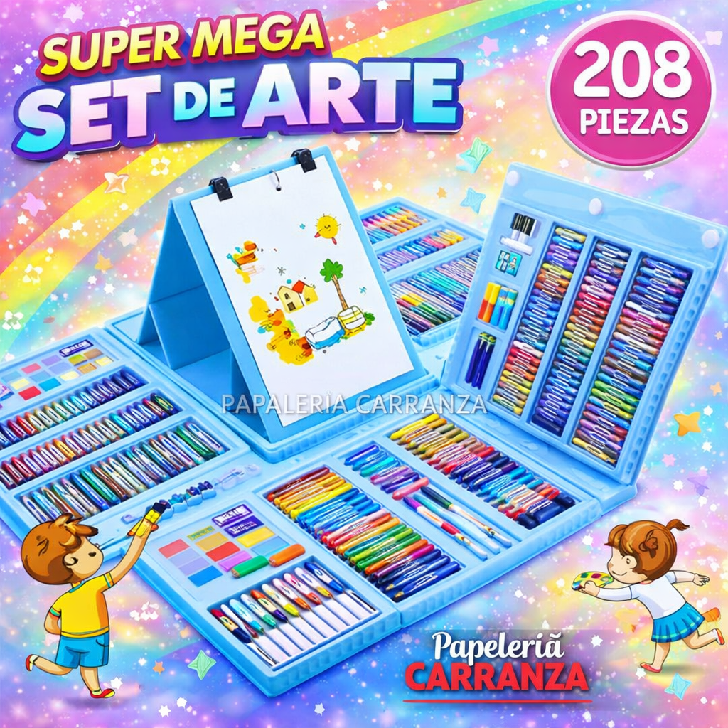VALIJA * ART SET CELESTE * x 208 PIEZAS - SUPER MEGA SET DE ARTE -
