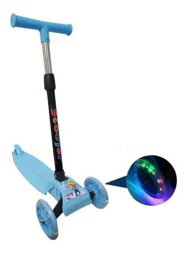 Monopatin Plegable - Scooter Celeste - 3 Ruedas c/ Luz
