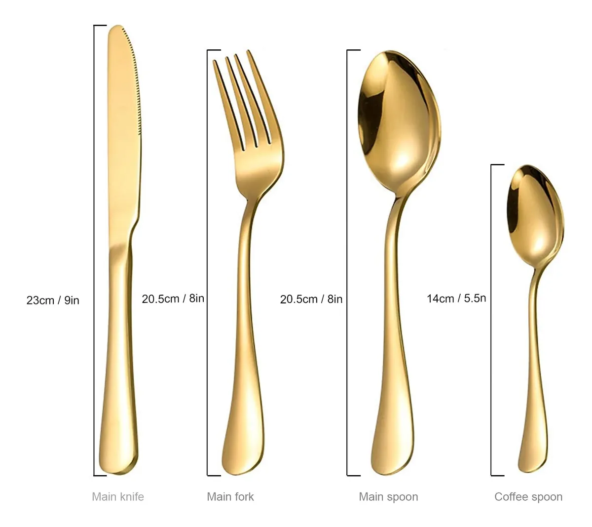 Cubiertos - Dorados Set x 24 Piezas - De Acero Inoxidable Dorado + Estuche Imantado