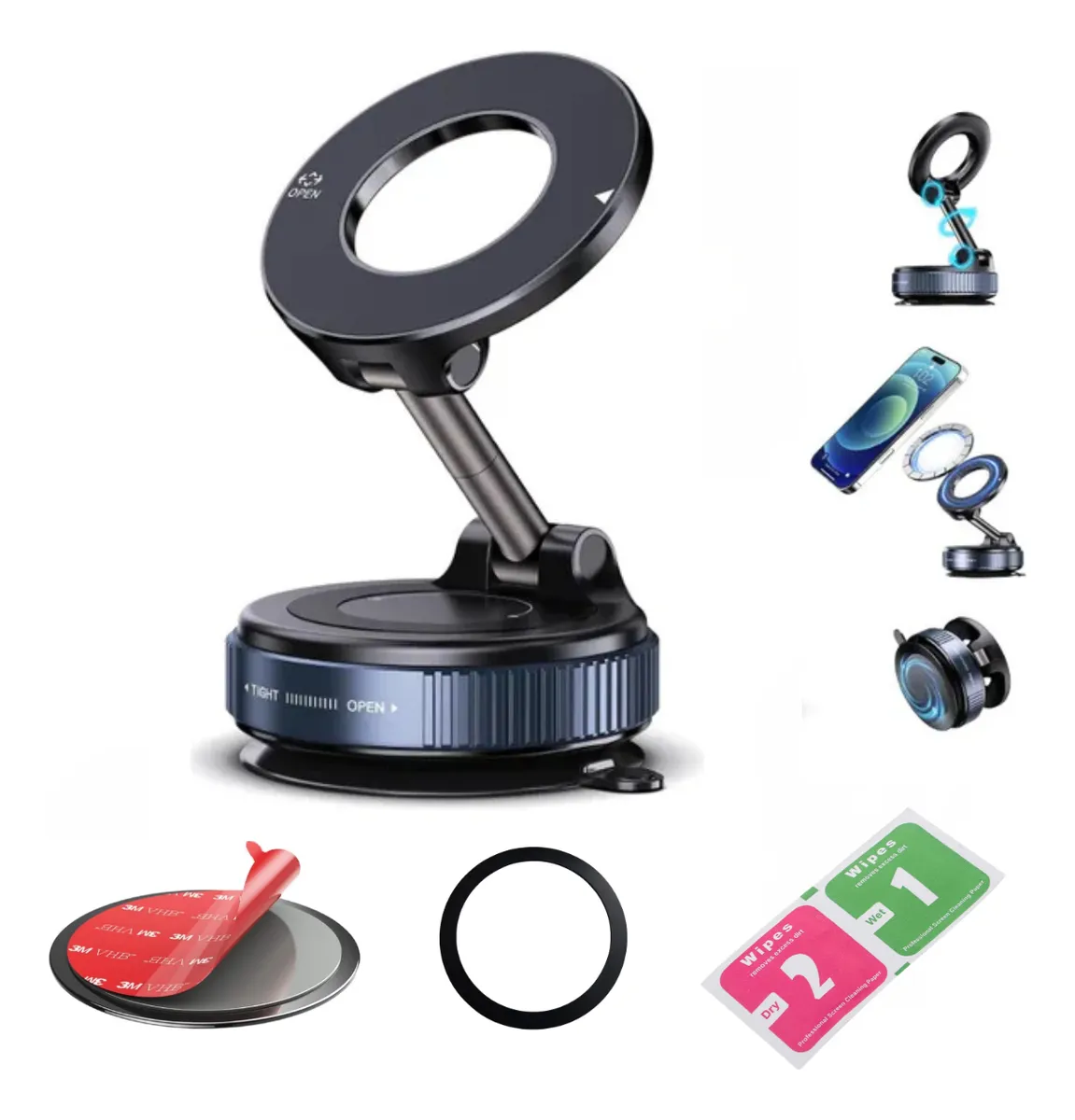 SOPORTES PARA CELULAR " MAGNETICO GIRATORIO 360° " IMANTADO C/ ADHESIVO VEHICULOS