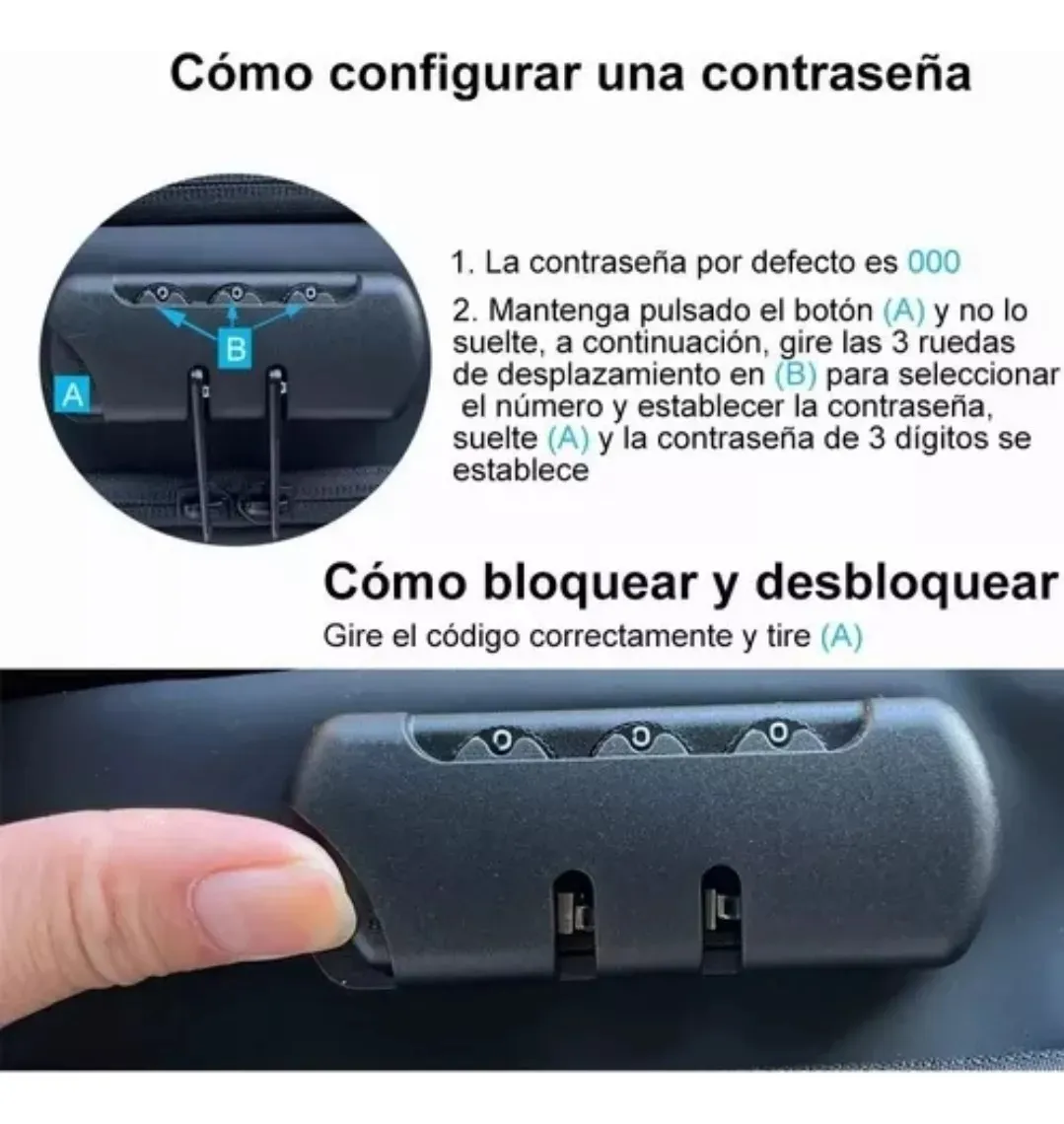 Pechera Cruzada de Seguridad * Negra Antirrobo * Reforzada + USB + Candado de combinación