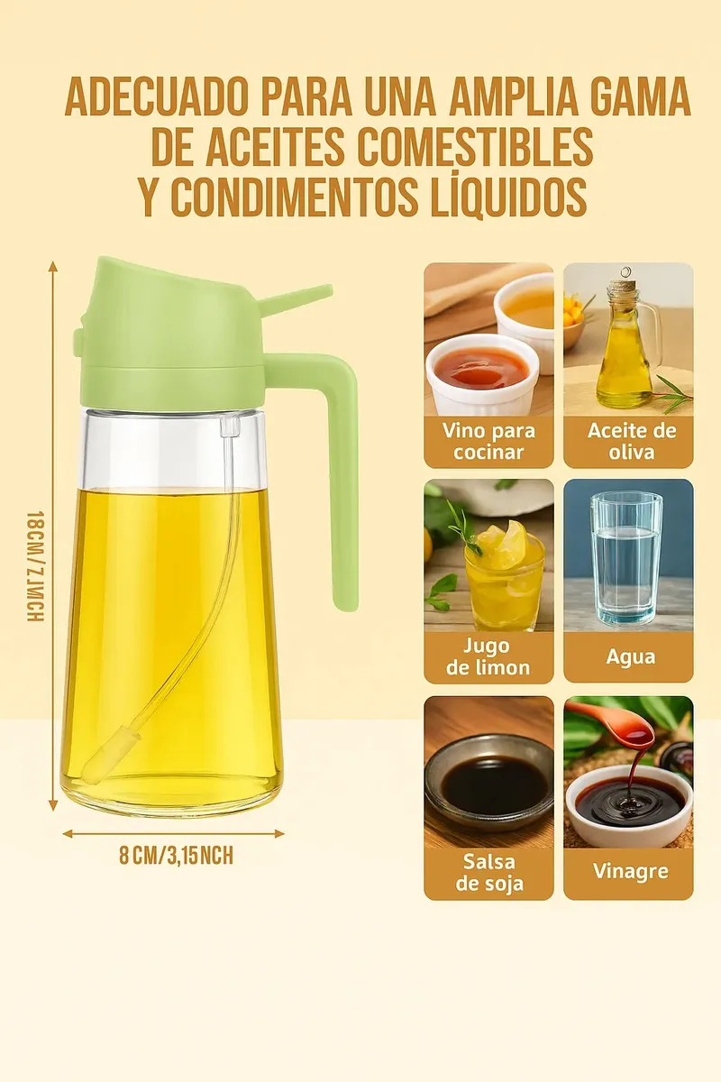 Dosificador Spray - 2 en 1 - Aceite Vinagre Pulverizador Para Alimentos