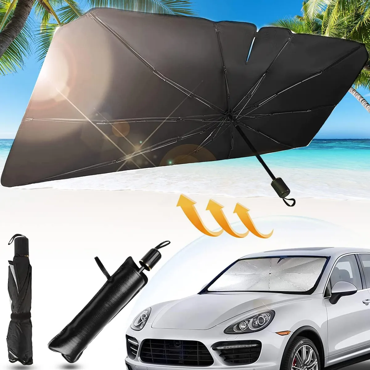 Parasol Plegable P/ Parabrisas Auto Refractario Protector c/ Funda