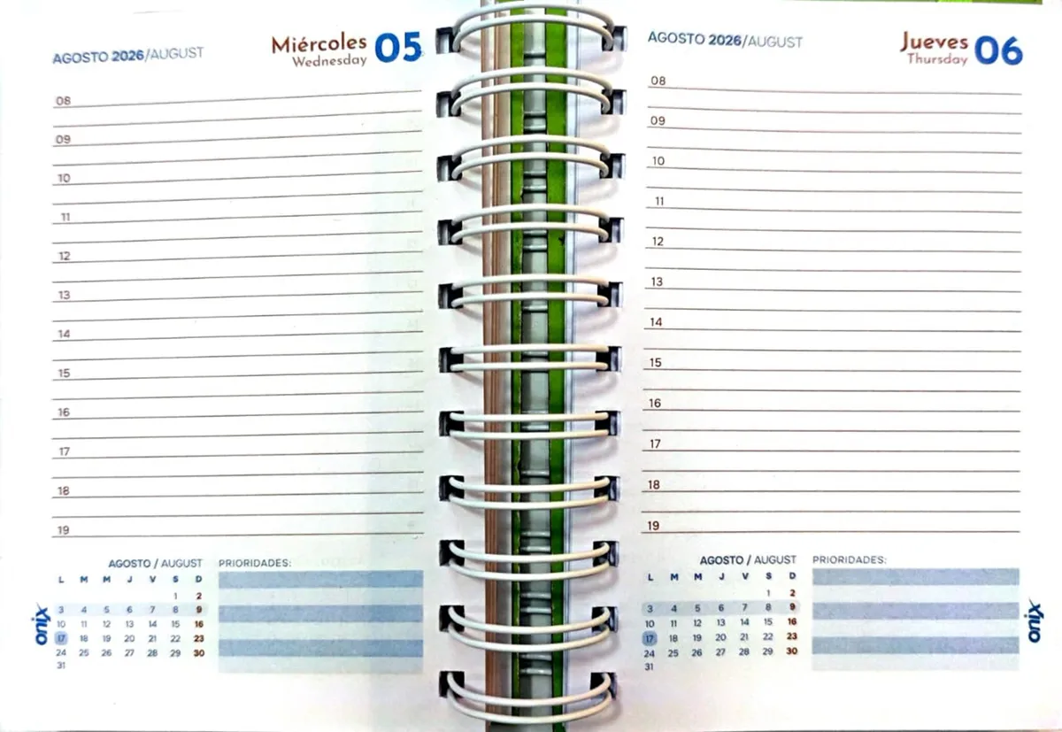 Agendas 2026 " BLOOM ONIX " -Diaria- 16x22 A5 TAMAÑO MEDIANO PREMIUM