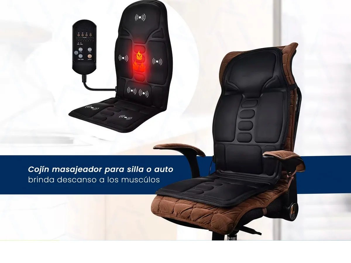 Maquina para Masajes de Espalda, Cuello y Piernas * Alivia Dolor y Fatiga Muscular * - Terapia de Calor (Para Sillón, Silla y Auto)