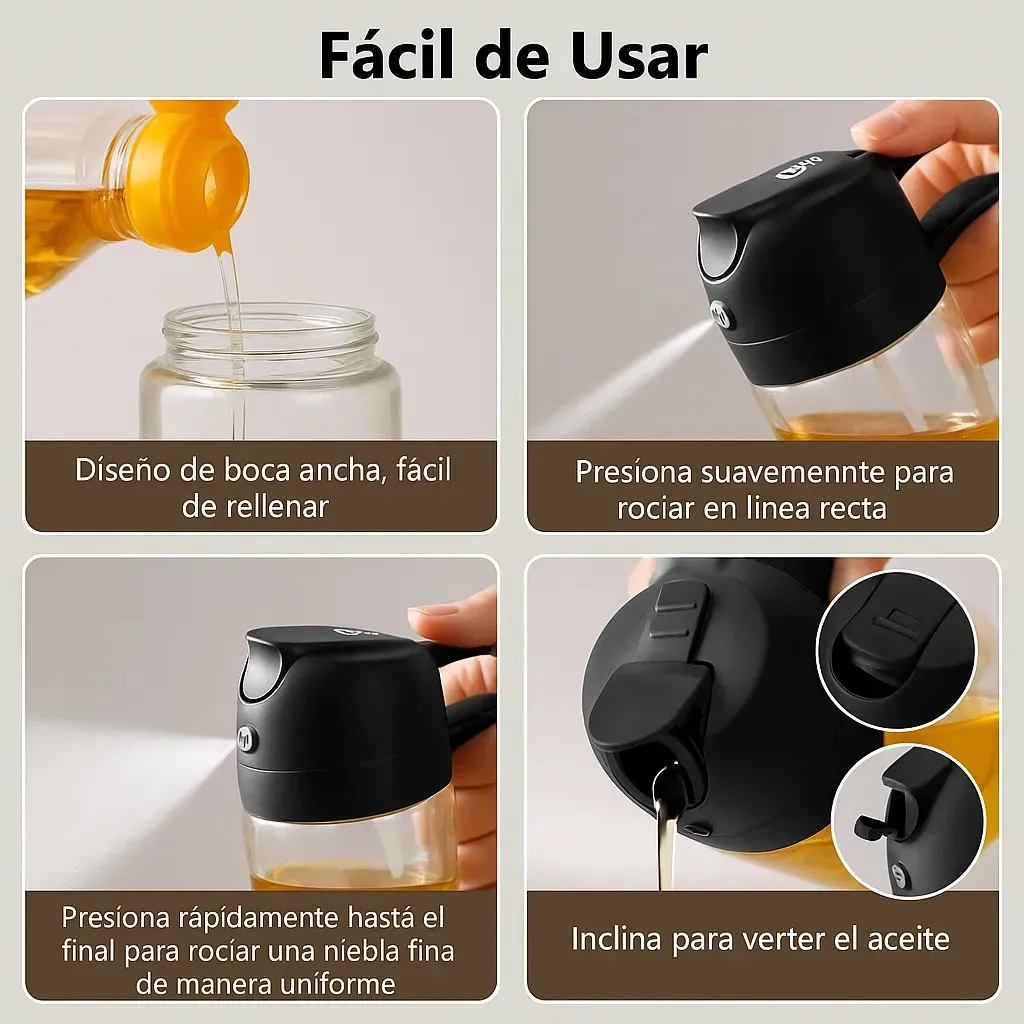 Dosificador Spray - 2 en 1 - Aceite Vinagre Pulverizador Para Alimentos