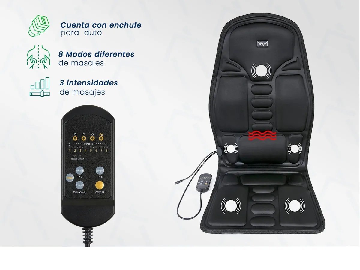 Maquina para Masajes de Espalda, Cuello y Piernas * Alivia Dolor y Fatiga Muscular * - Terapia de Calor (Para Sillón, Silla y Auto)