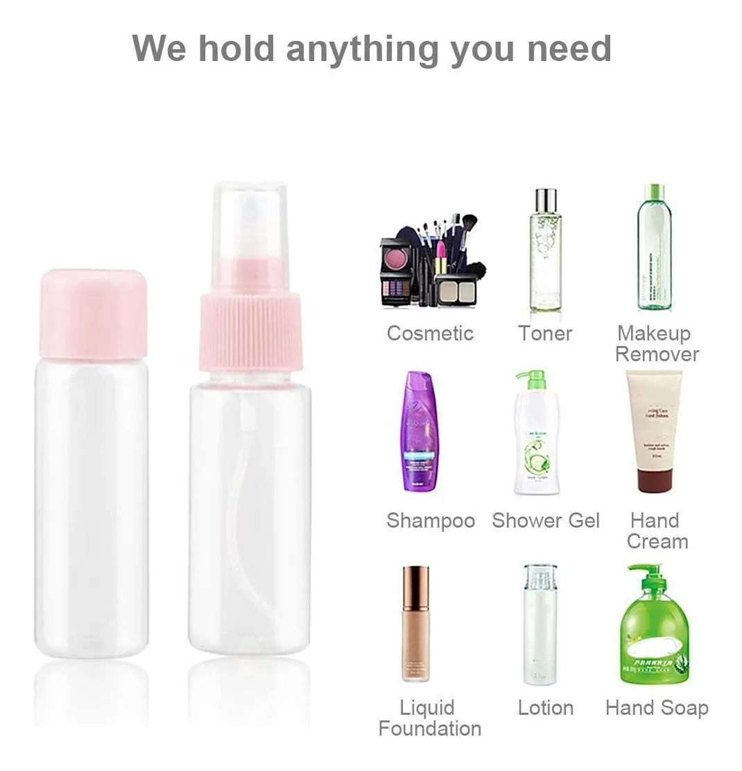 KIT FRASCOS DE VIAJE P/ COSMETICOS x 5 UNIDADES + BOLSA ZIP