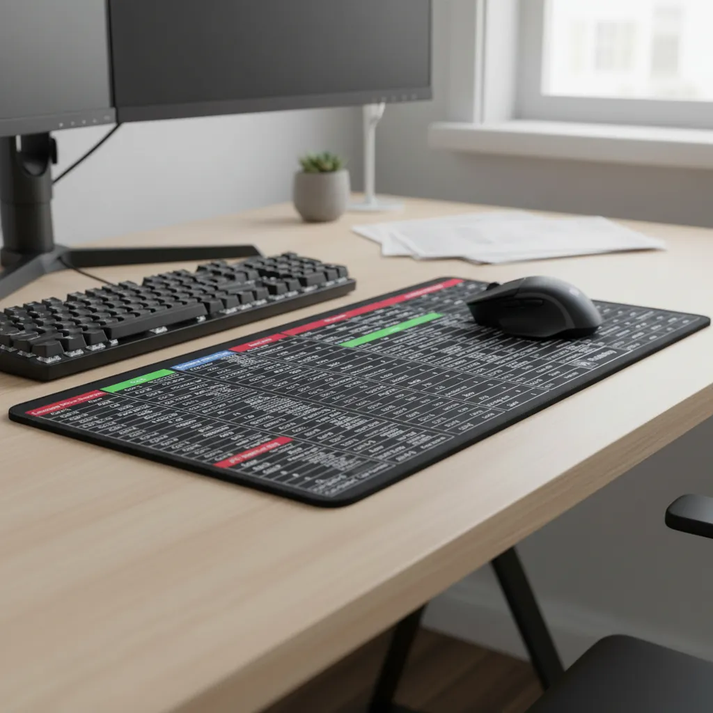 PAD PARA MOUSE ** ATAJOS **  PARA MOUSE Y TECLADO GRANDE ANTIDESLIZANTE XXL