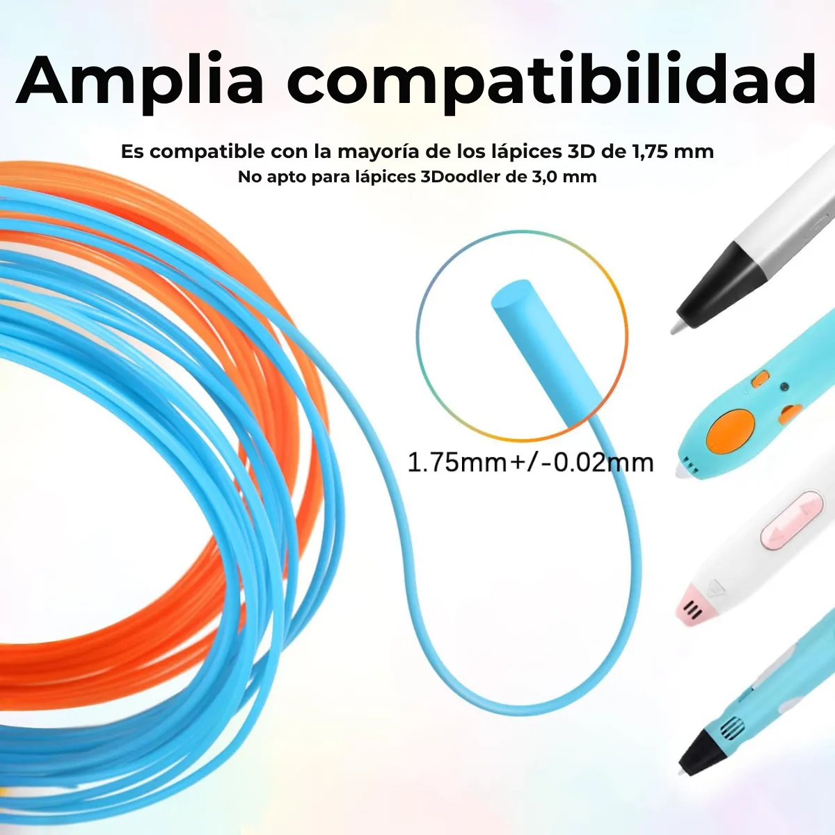 Repuestos Filamentos Pla Mix Colores 50 Mts Pack 1.75mm - Para Lápiz 3D - Color Mix 50mts