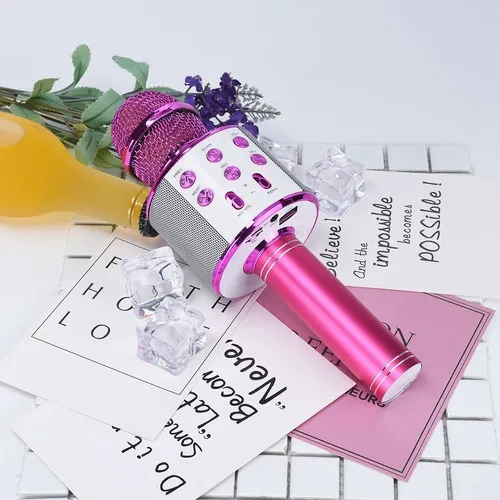 Micrófono Bluetooth Karaoke " ROSA " C/ Parlante Incluido + Función Remix WS - 858