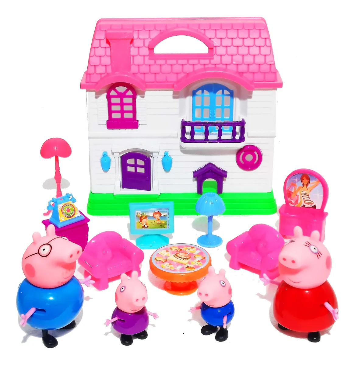 CASITA DE PEPPA SWEET HOUSE PIG - CASITA + FAMILIA COMPLETA + MUEBLES