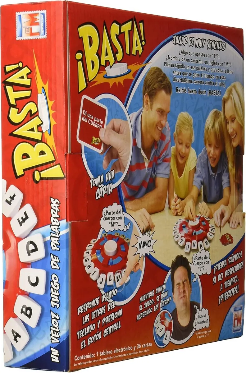 Juego de Mesa ¡BASTA! en Español para 2 a 6 Jugadores con Temporizador y Tablero