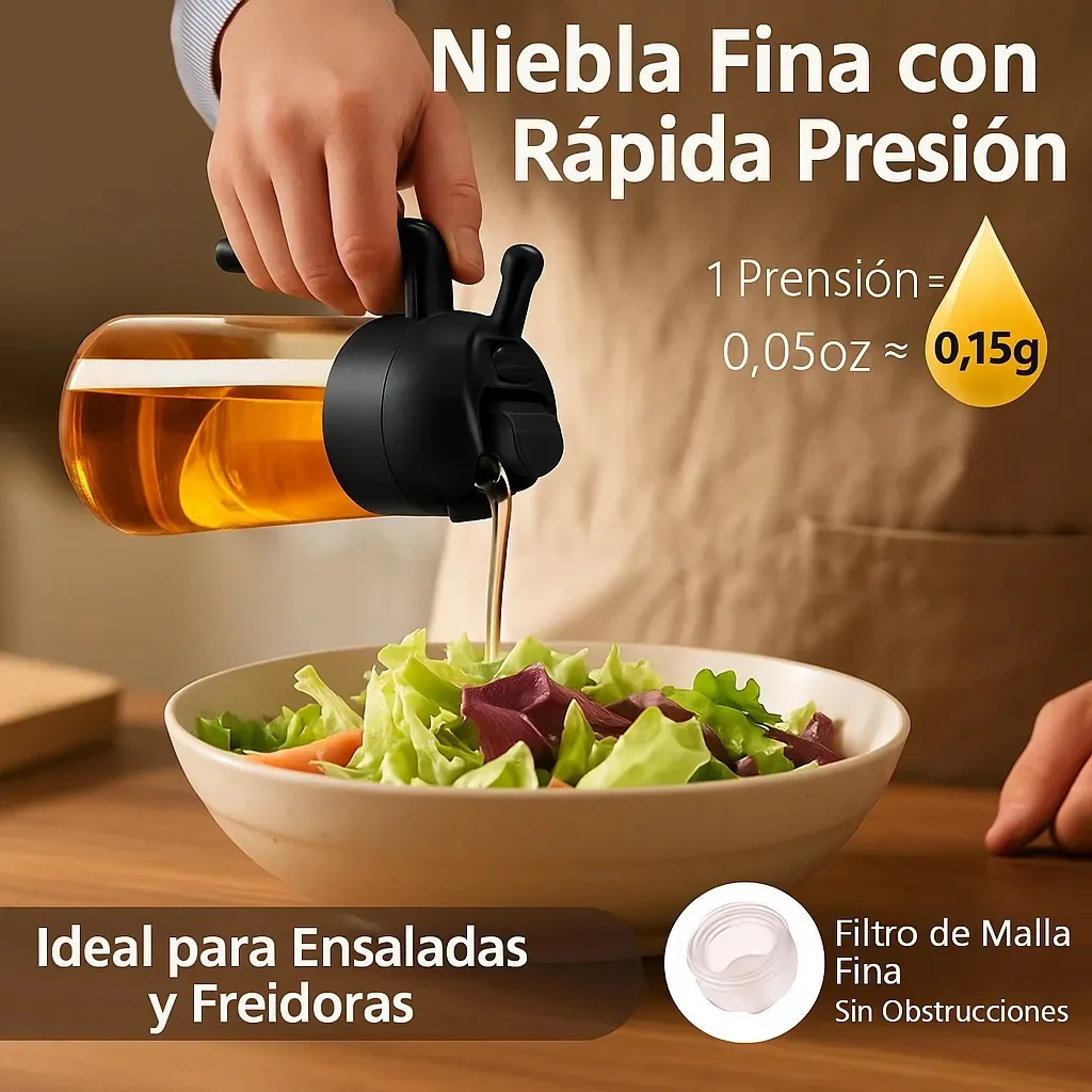Dosificador Spray - 2 en 1 - Aceite Vinagre Pulverizador Para Alimentos