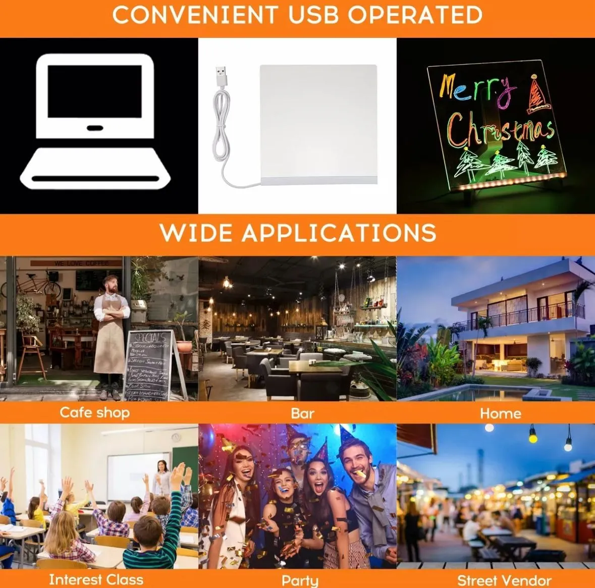 Pizarra Luminosa Mágica 15x15 Cm Acriilic0 + 7 Marcadores