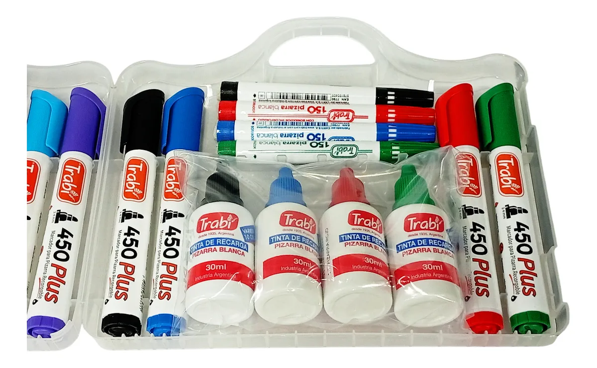VALIJA SET DE PIZARRA TRABI (Kit completo Marcadores + Tintas + Borrador)