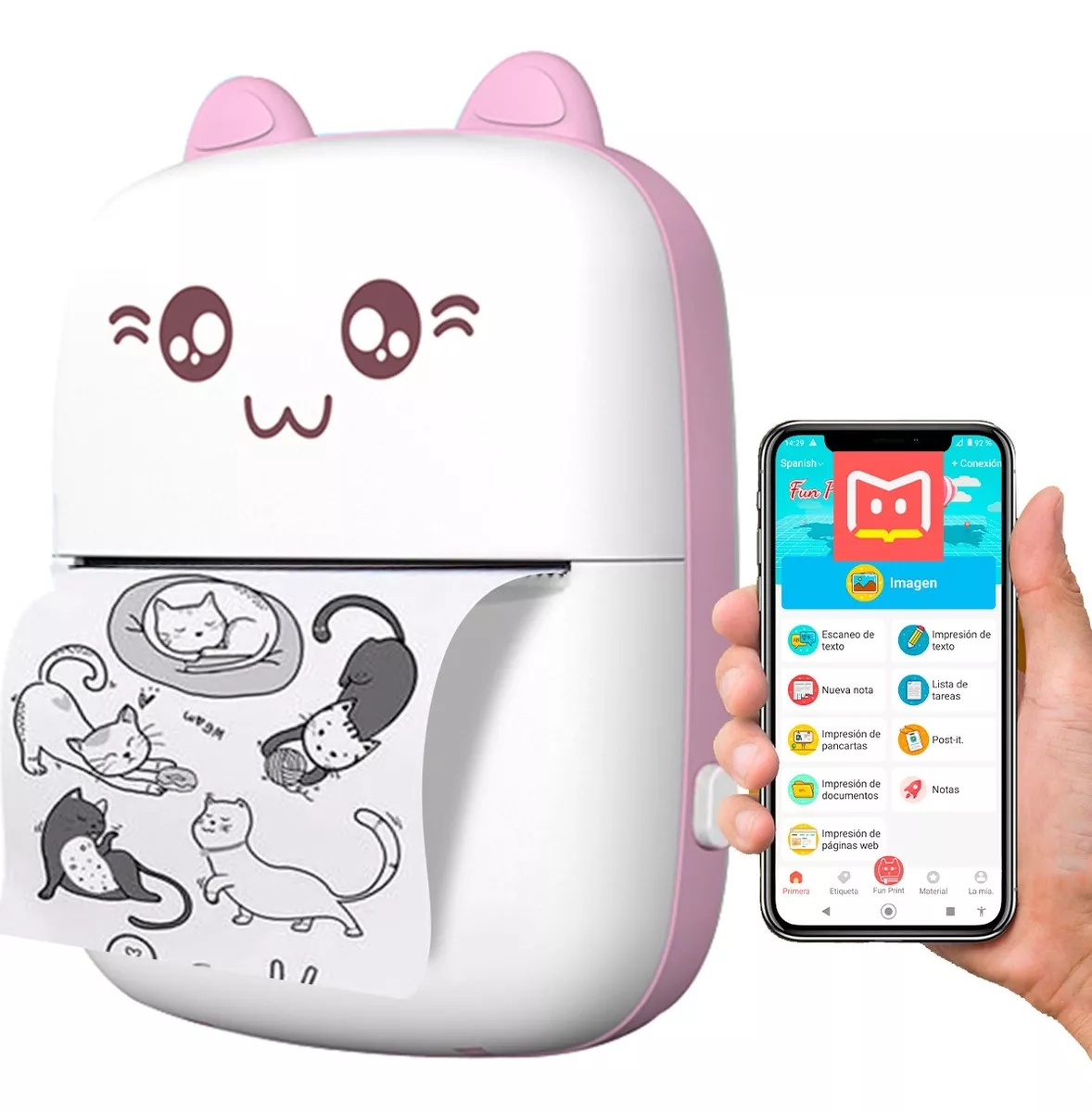 MINI IMPRESORA TERMICA * GATITO KAWAII * PORTATIL BLUETOOTH