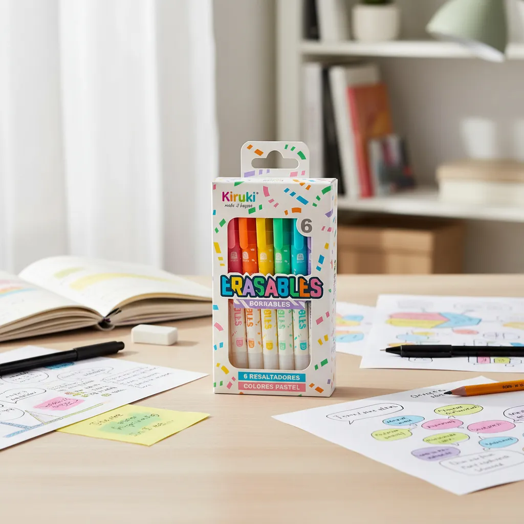 Resaltadores Kiruki BORRABLES x 6 Pastel en Blister