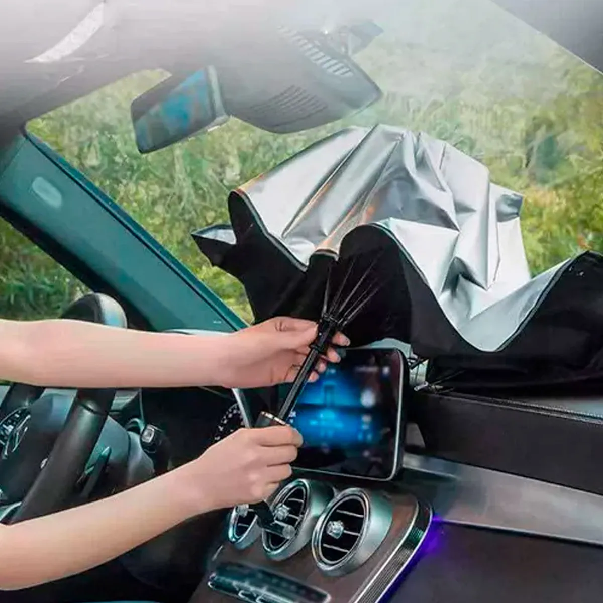 Parasol Plegable P/ Parabrisas Auto Refractario Protector c/ Funda