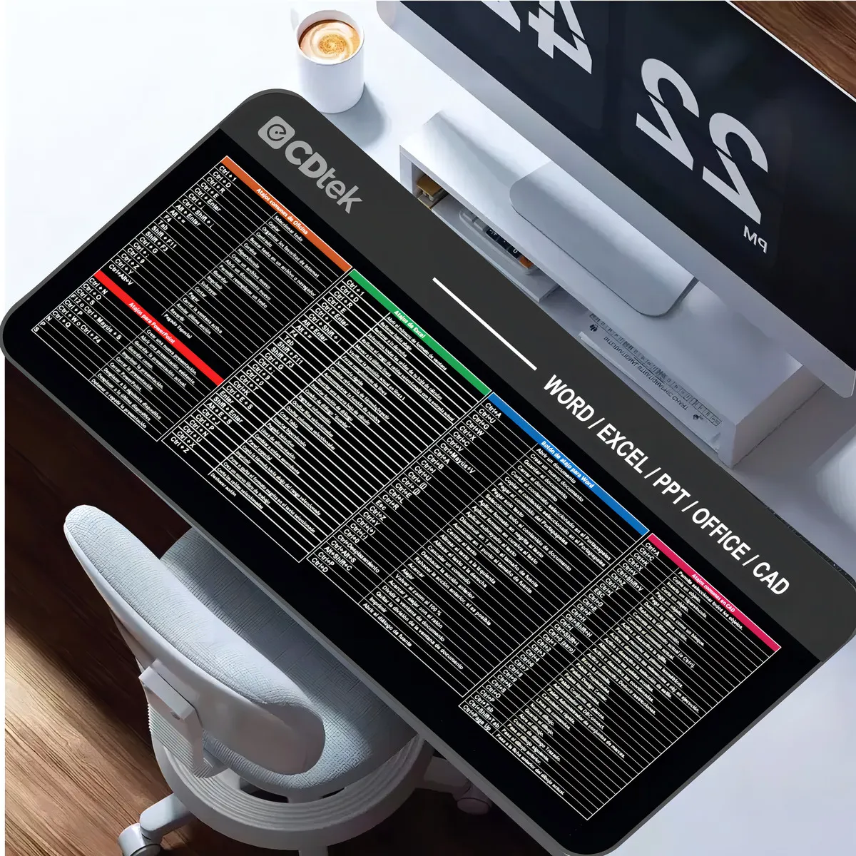 PAD PARA MOUSE ** ATAJOS **  PARA MOUSE Y TECLADO GRANDE ANTIDESLIZANTE XXL