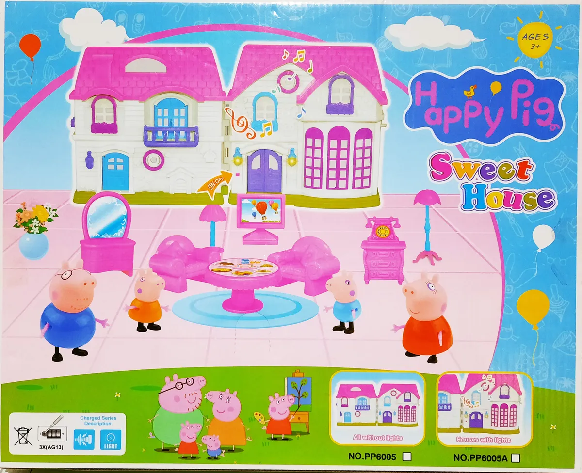CASITA DE PEPPA SWEET HOUSE PIG - CASITA + FAMILIA COMPLETA + MUEBLES