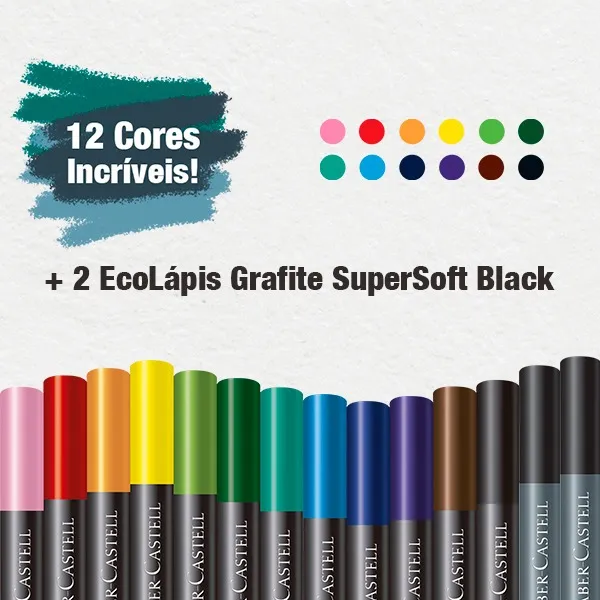 Lapices FABER CASTELL - SUPERSOFT x 12 Colores + 2 Grafito-