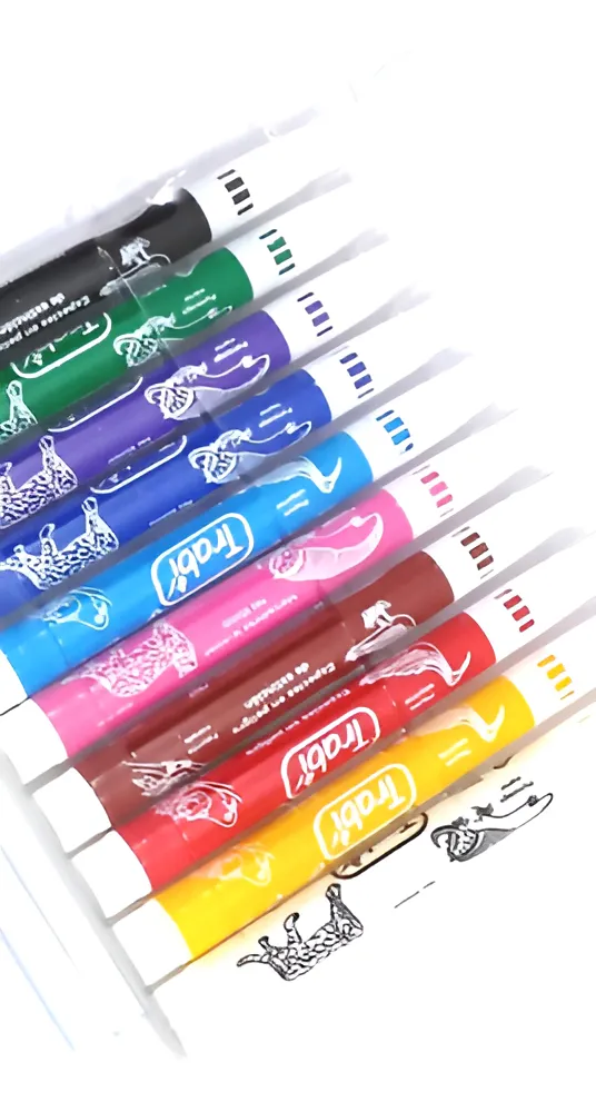 MARCADORES TRABI BORRABLES X 10 (INCLUYE BORRA FIBRA) Punta Conica