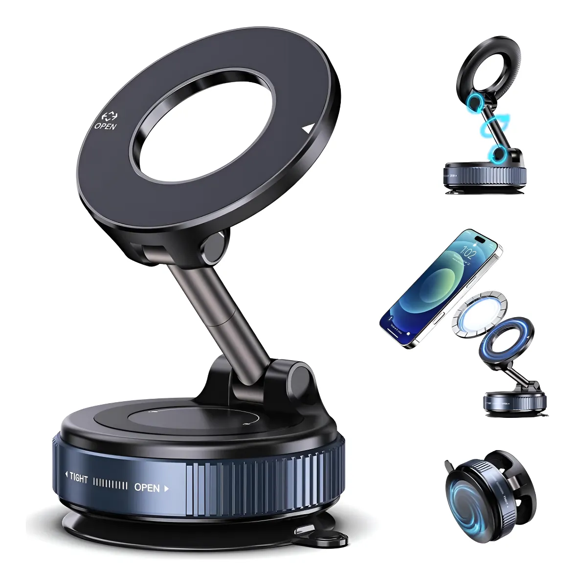SOPORTES PARA CELULAR " MAGNETICO GIRATORIO 360° " IMANTADO C/ ADHESIVO VEHICULOS