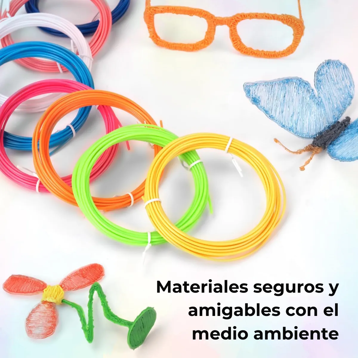 Repuestos Filamentos Pla Mix Colores 50 Mts Pack 1.75mm - Para Lápiz 3D - Color Mix 50mts