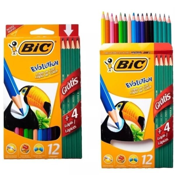 Lapices Bic x 12 Colores + 4 Lapices Negros de ¡Regalo!