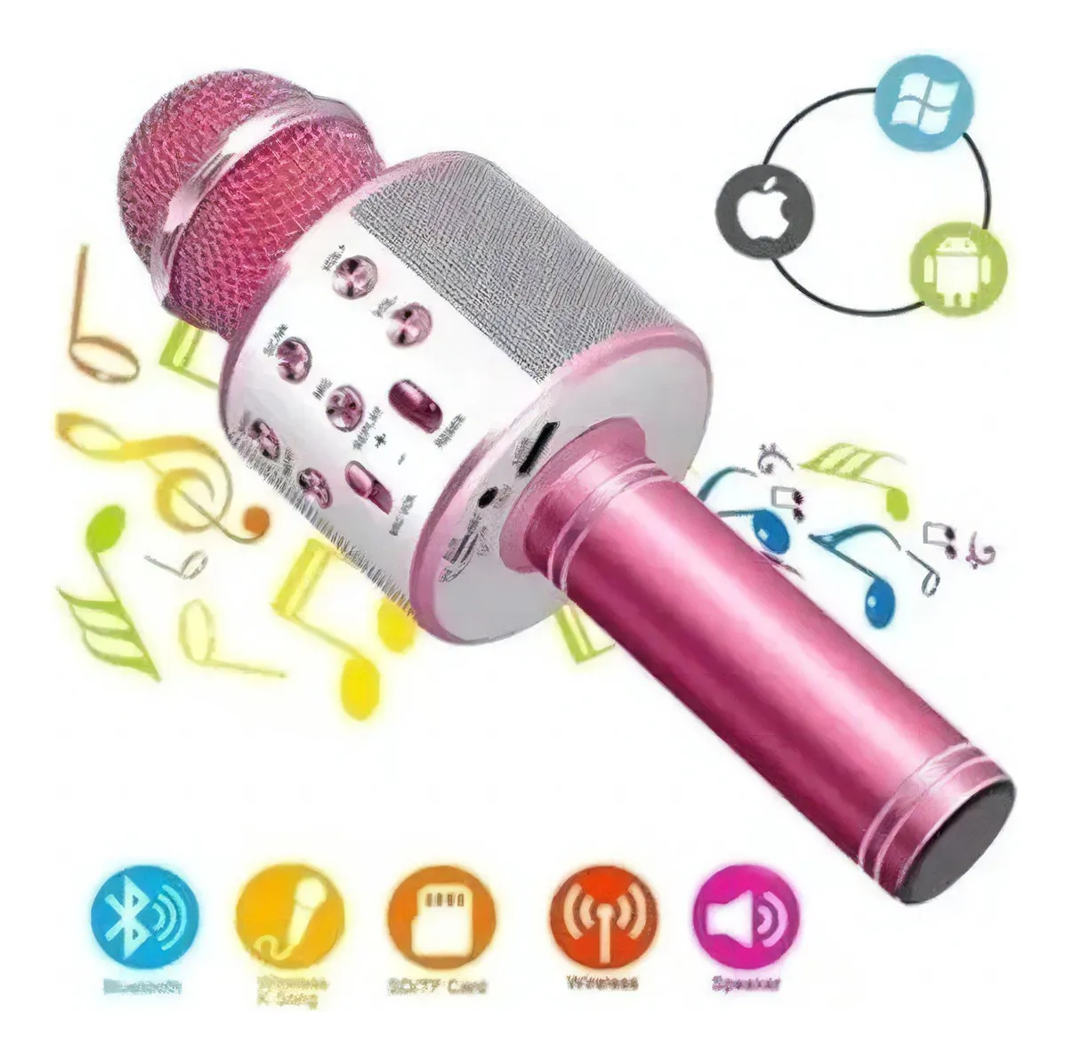 Micrófono Bluetooth Karaoke " ROSA " C/ Parlante Incluido + Función Remix WS - 858