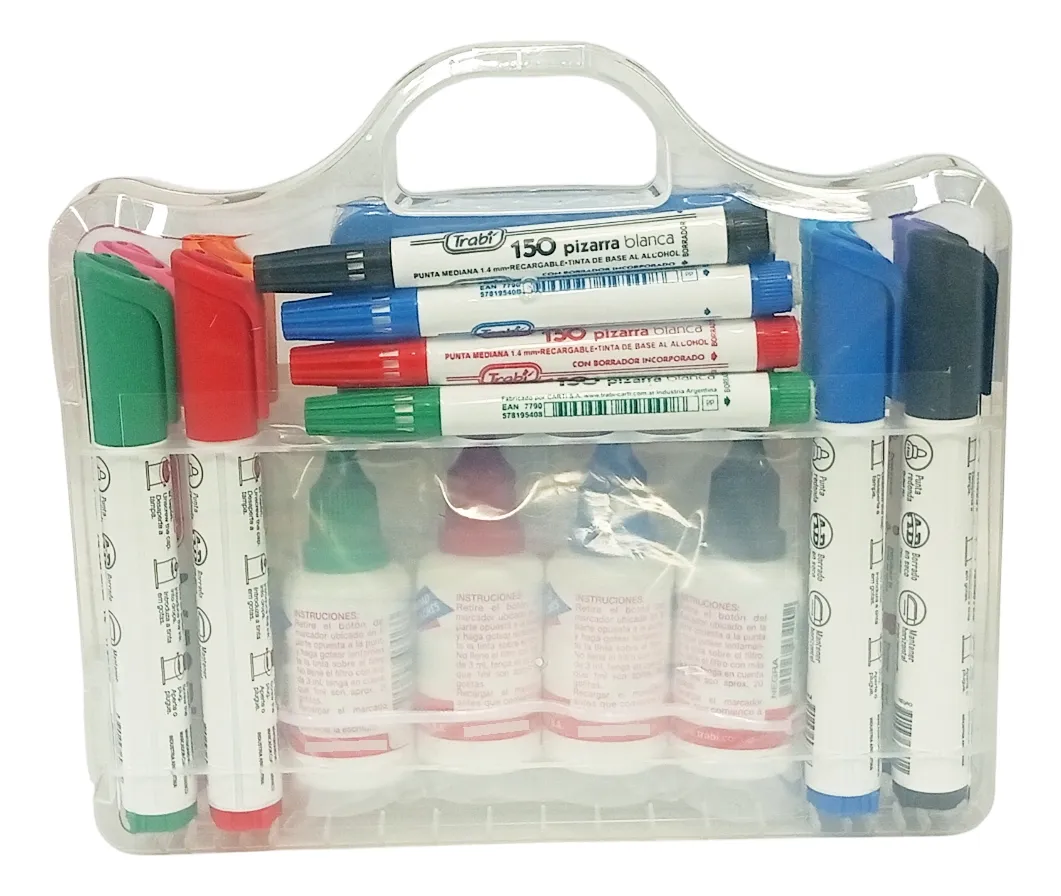 VALIJA SET DE PIZARRA TRABI (Kit completo Marcadores + Tintas + Borrador)