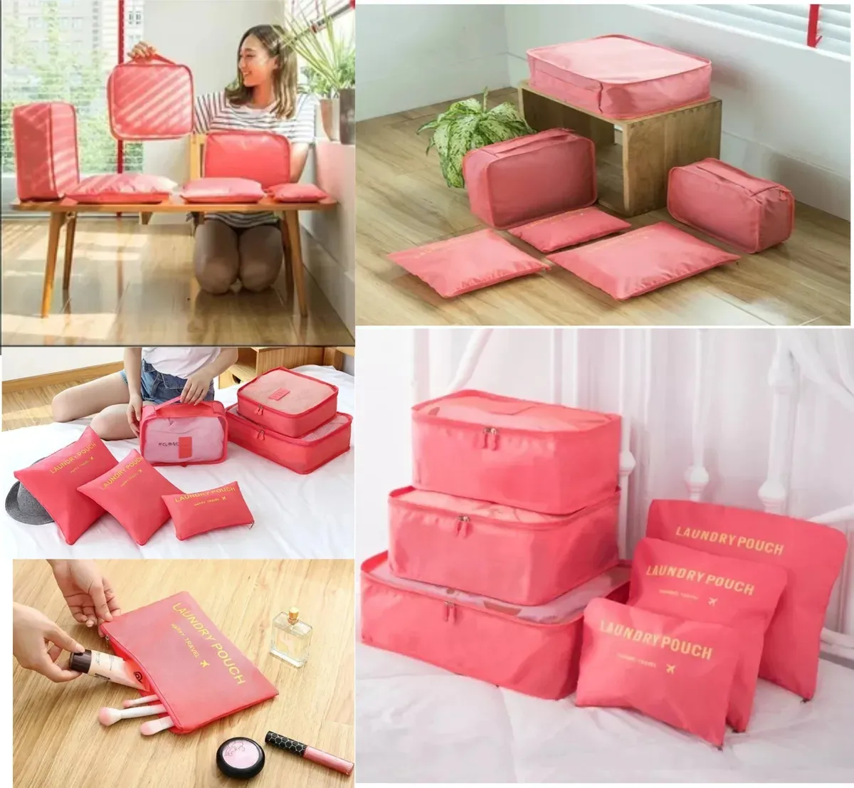 Sets Organizadores de Valijas x 6 unidades CORAL (Ideal para viajeros)