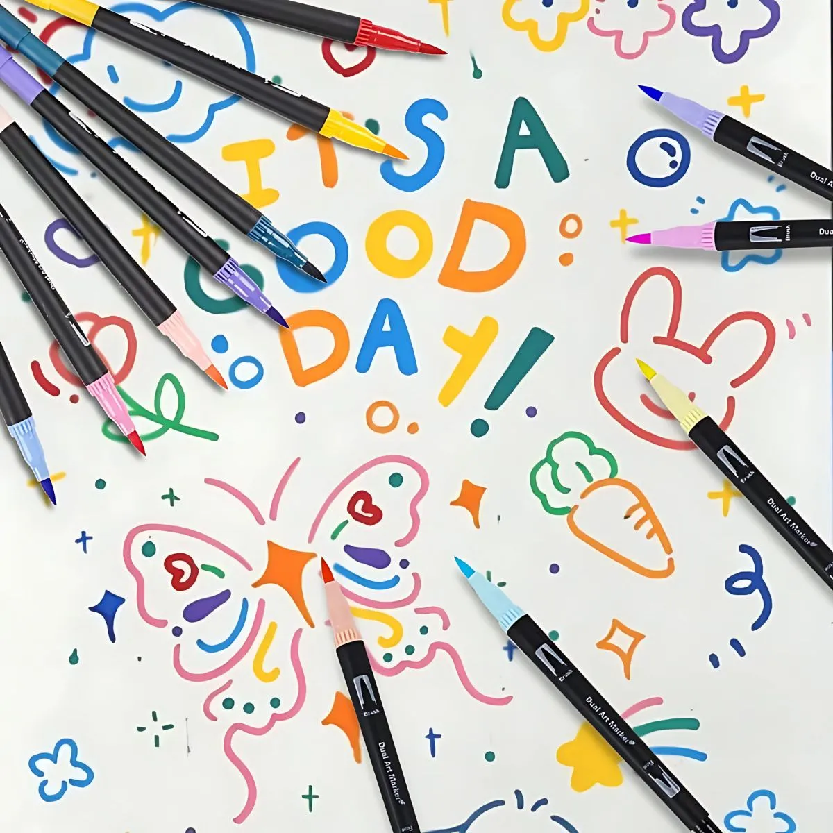 Kit de Marcadores de Artistica * Dual Brush x 168 Unidades + Estuche de Tela * Premium ( Punta Pincel + Microfibra )