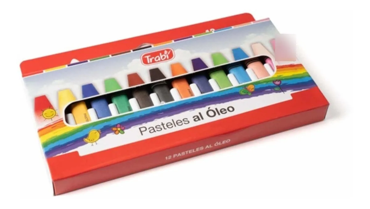 Pasteles al Oleo - Trabi x 12 colores - Triangulares (Super Cremosos) Jumbo