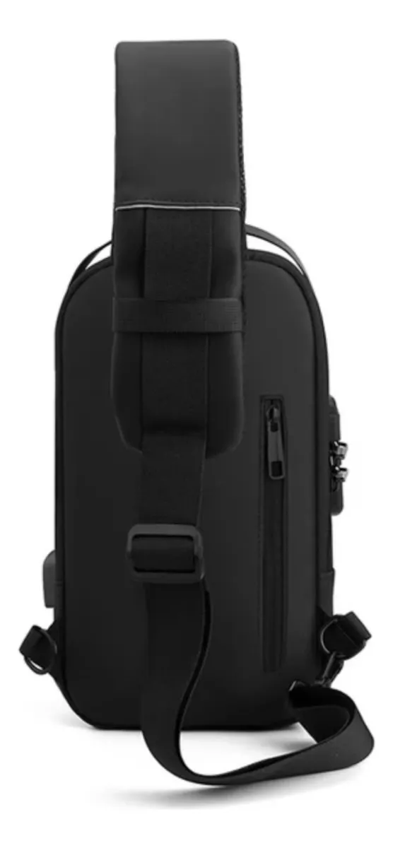 Pechera Cruzada de Seguridad * Gris Combinado Antirrobo * Reforzada + USB + Candado de combinación