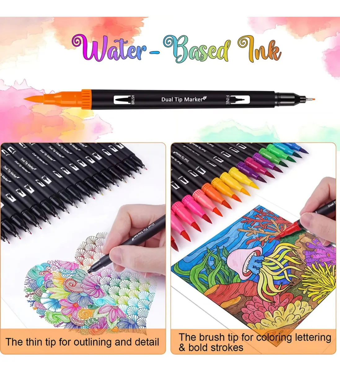 Kit de Marcadores de Artistica * Dual Brush x 168 Unidades + Estuche de Tela * Premium ( Punta Pincel + Microfibra )