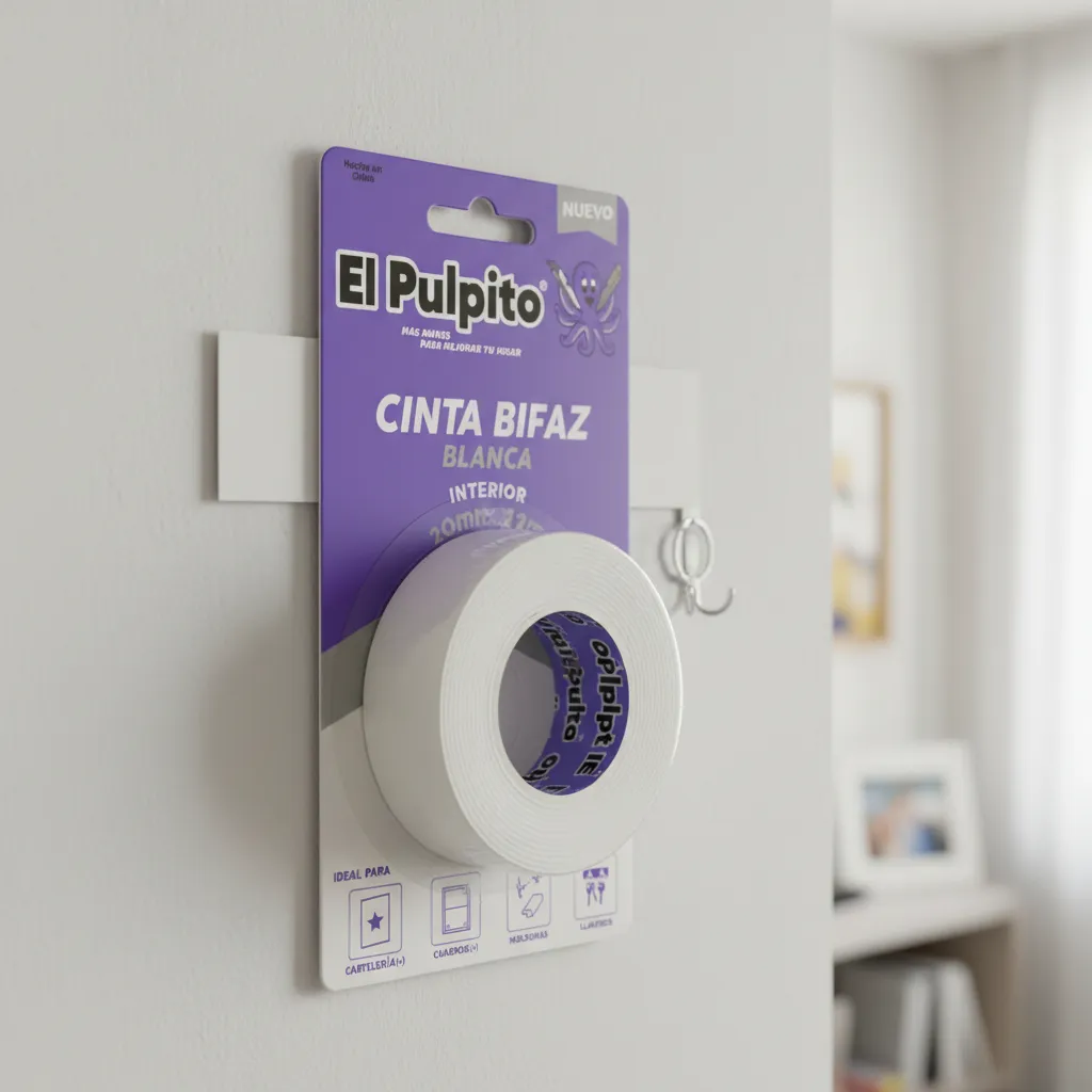 Cintas Bifaz - PULPITO BLANCA - INTERIOR 20mm x 2 mts Doble Faz (REFORZADA) HEAVY DUTY