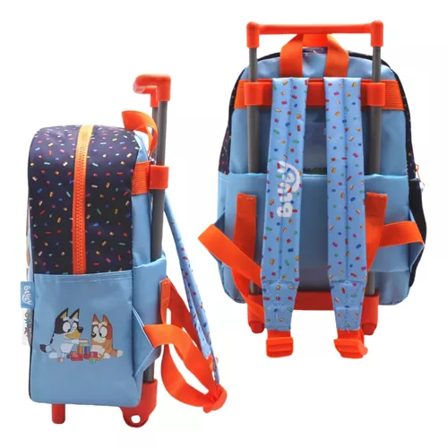 Mochila Con Carro * Bluey Play * 12" Pulgadas Wabro Escolar Reforzada -Calidad-