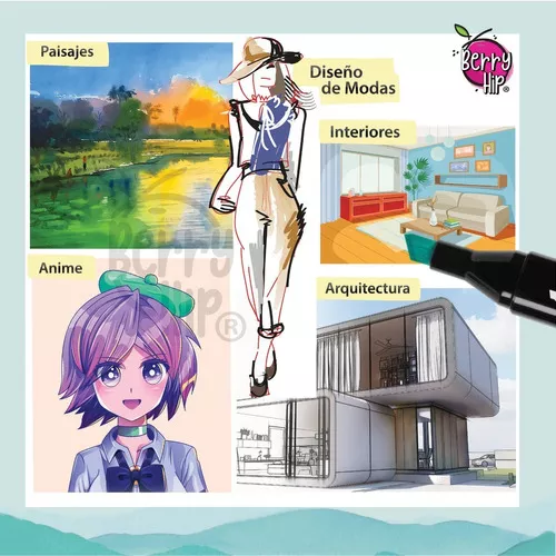 Kit de Marcadores Touch de Artistica * Doble Punta x 36 Unidades + Estuche de Tela c/ Base * Premium