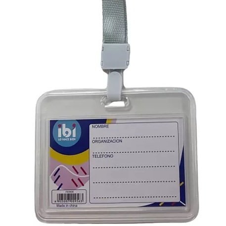 Porta Credencial rigido * IBI Con Tira * cierre hermetico  (Para Colgar)
