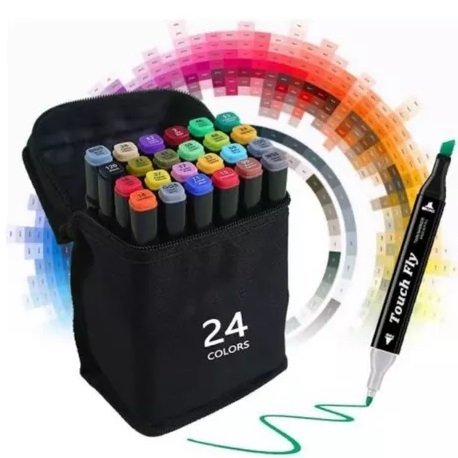 Kit de Marcadores de Artistica * Doble Punta x 24 Unidades + Estuche de Tela * Premium Touch