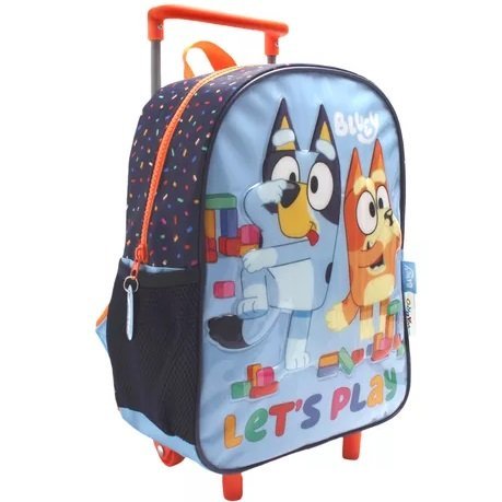 Mochila Con Carro * Bluey Play * 12" Pulgadas Wabro Escolar Reforzada -Calidad-
