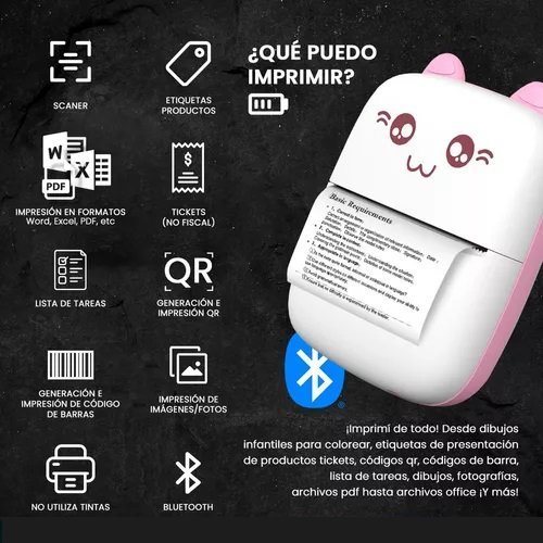 MINI IMPRESORA TERMICA * GATITO KAWAII * PORTATIL BLUETOOTH
