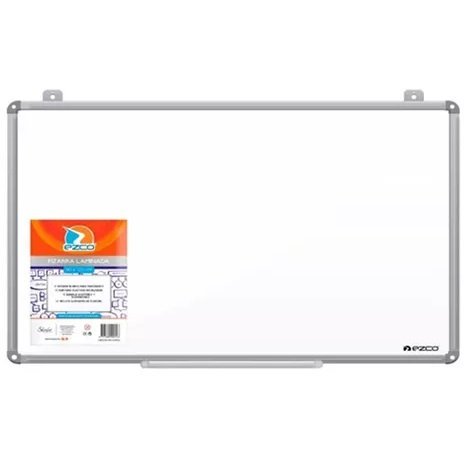 Pizarra Blanca Ezco 60x90 + Soporte para colgar + Soporte para B0rrador y Marcad0r (Marco Aluminio)