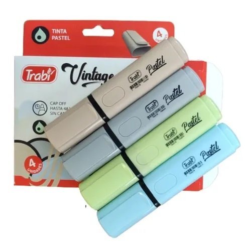 Caja Resaltadores Trabi * Vintage Pastel x 4 * Chatos